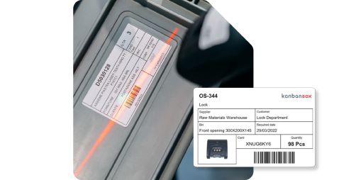 Scanning a Kanban card on a kanban box thanks to KanbanBOX ekanban